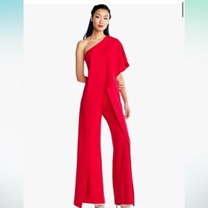 Adrianna Papell One Shoulder Crepe Melania Jumpsuit
